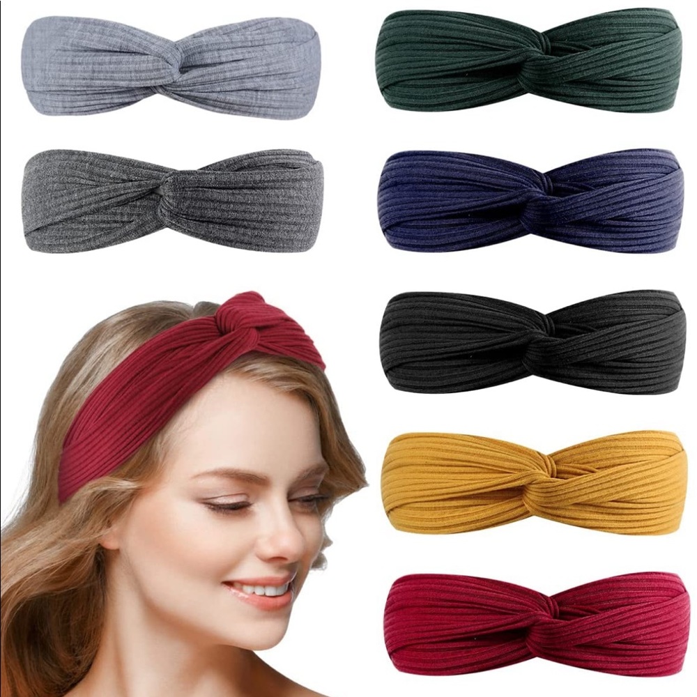 7 Headbands for Women | Criss Cross Headwrap Vintage Solid Color Hair Wrap NWOT